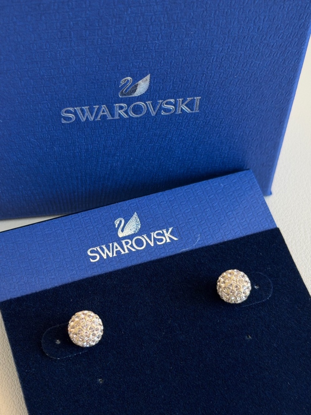 Swaroski Rose Gold Sphere Crystal Stud Earrings
